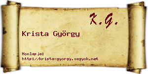 Krista György névjegykártya